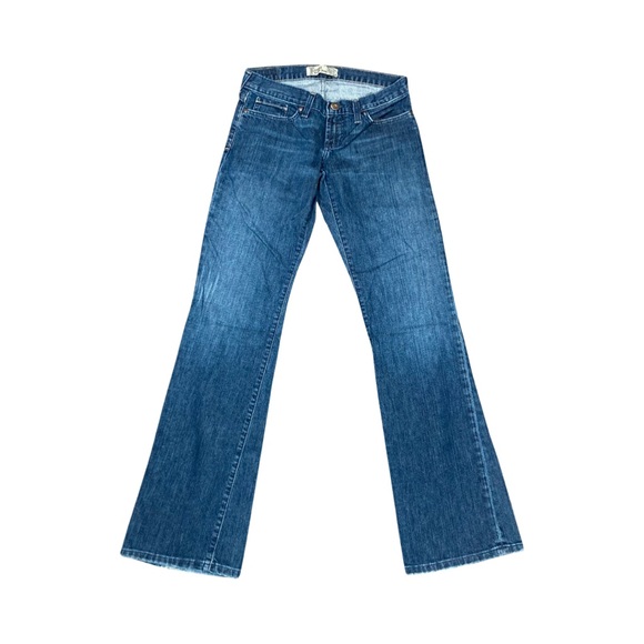 Fossil Brand Jeans Swift Boot Cut Size 2R Blue Medium Wash Distressed Bottom Hem - Picture 6 of 12